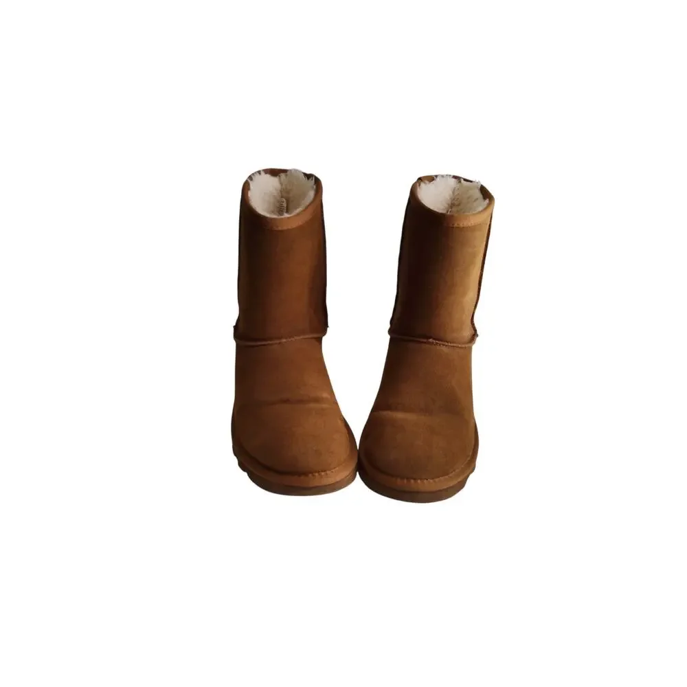 Time and Tru UGG Style‎ Mid-Calf Leather Boots Size 8 Chestnut Fur Lined Quality